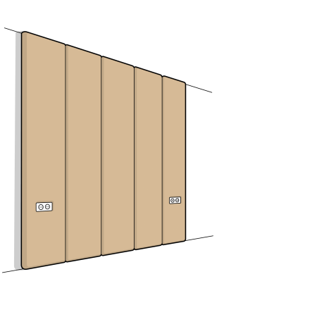 мягкие панели в форме вертикальных полос