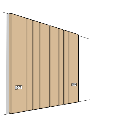 мягкие панели в виде вертикальных разноширинных полос