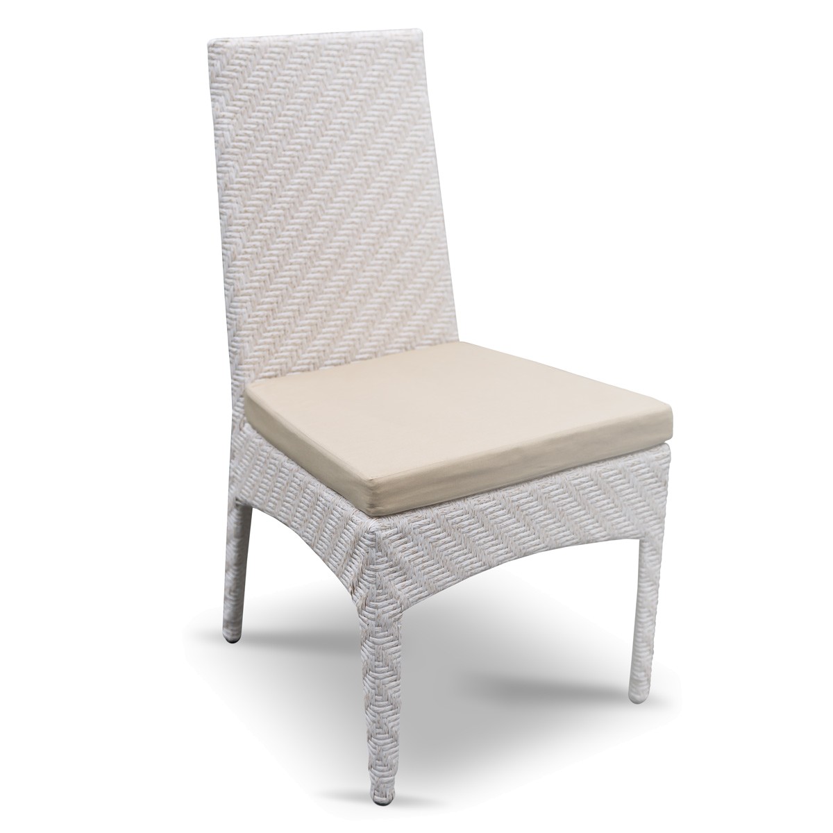стул "Амберес", вид спереди, белый, беж. подушка